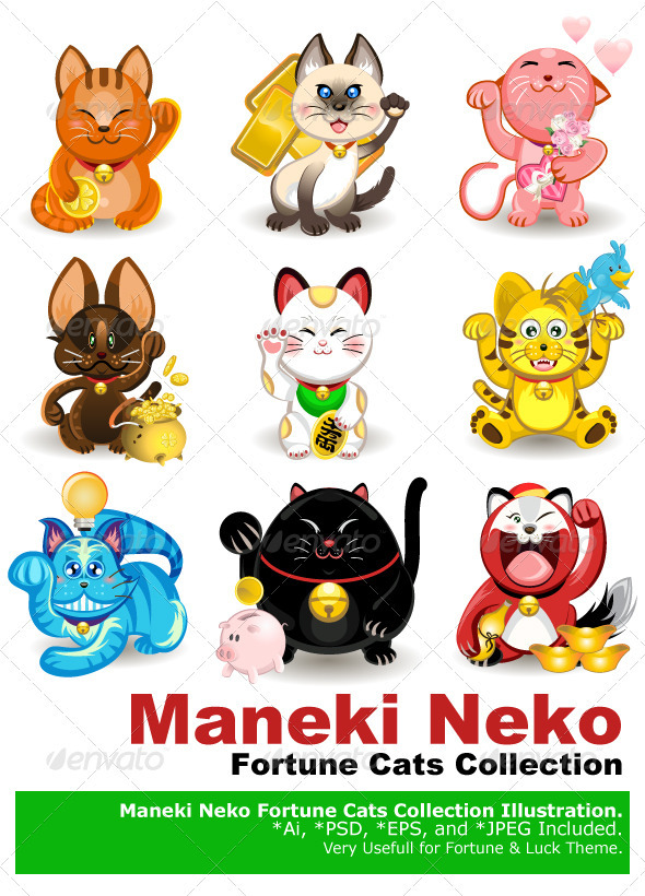 Maneki Neko Fortune Cat Collection - Animals Characters