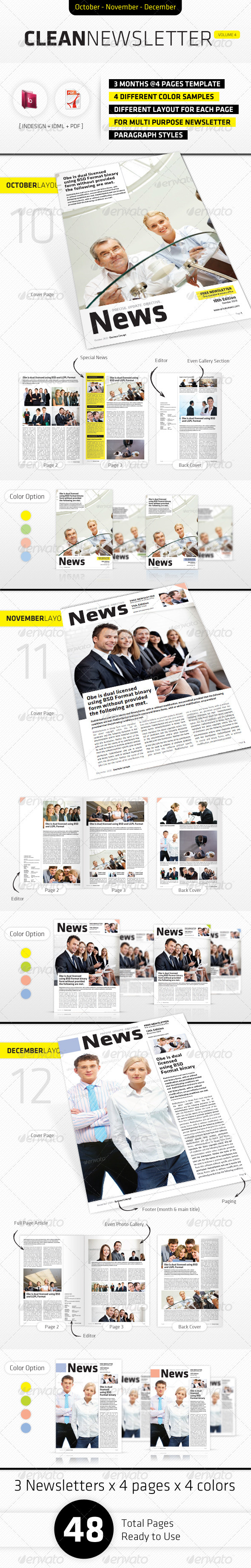 October - December Clean Newsletter V4 - Newsletters Print Templates