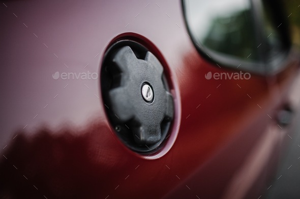 Gas tank of a red car
