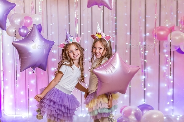Birthday girls in the style of unicorns.