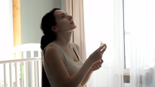 Girl Drops Eye Drops Install Lenses Moisturizing Using Medical Eyes Drops Suffering From Dry Eyes alt