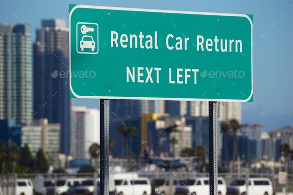 Rental Car Return sign. Airport, rentals - Stock Photo - Images