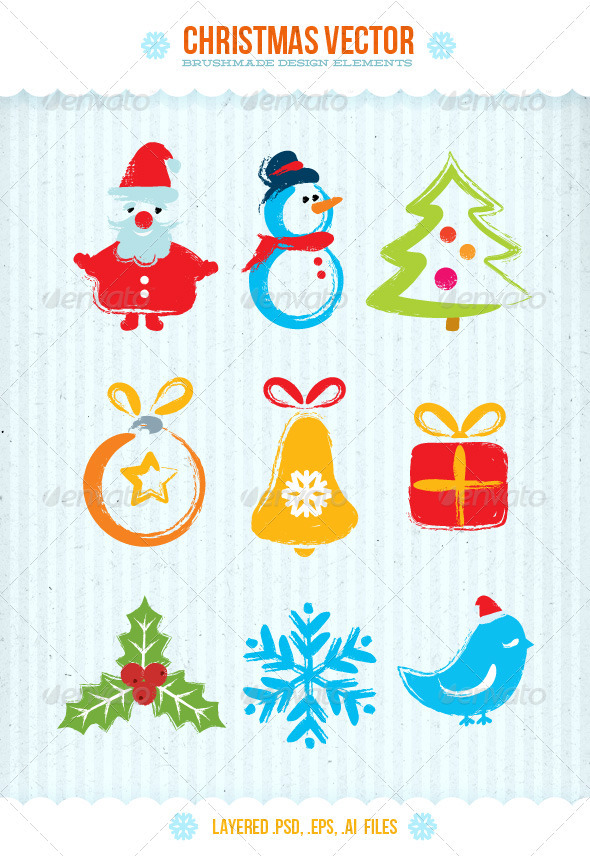 Christmas Vector Brushmade Design Elements - Christmas Seasons/Holidays