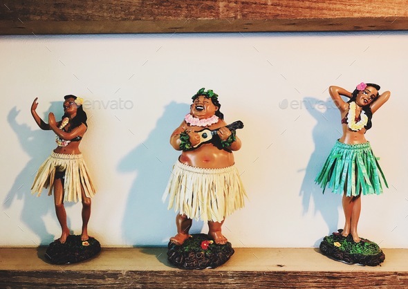 Hawaiian and Polynesian Dancers classic traditional cultural toys.