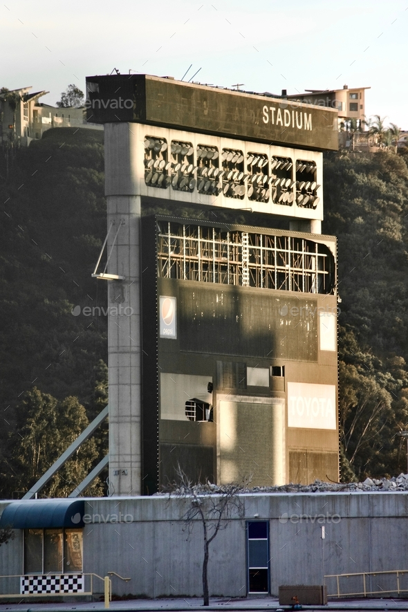 The last remaining portion of Qualcomm Stadium in Mission Valley San Diego - Stock Photo - Images