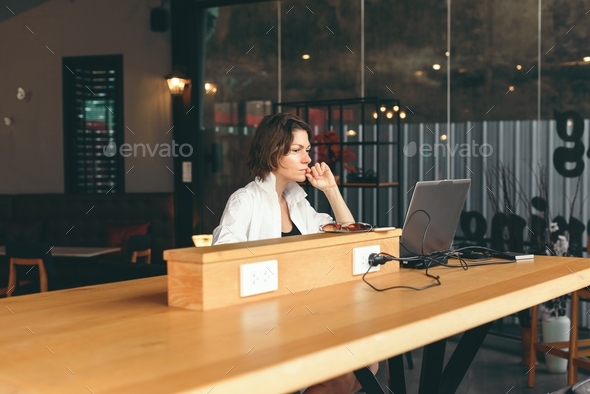 Businesswoman at working place remotely job