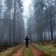 Man in foggy autumn forest. - PhotoDune Item for Sale
