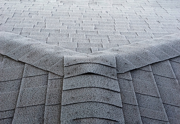 Frost on roof shingles. - Stock Photo - Images