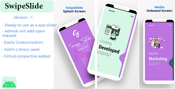 Swipe Slide - Onboard Screen Android App Template