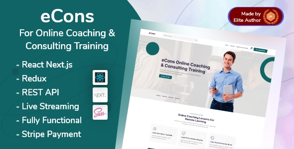 eCons - Online Coaching & Consulting Business React Next.js System