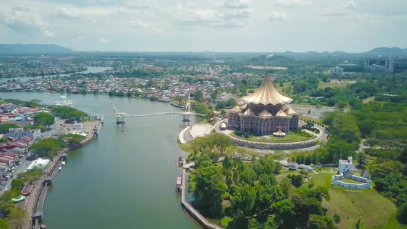 Sarawak City View Drone Shot 