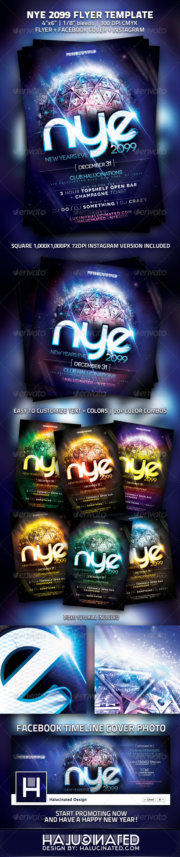 NYE 2099 Party Flyer Template - Clubs & Parties Events