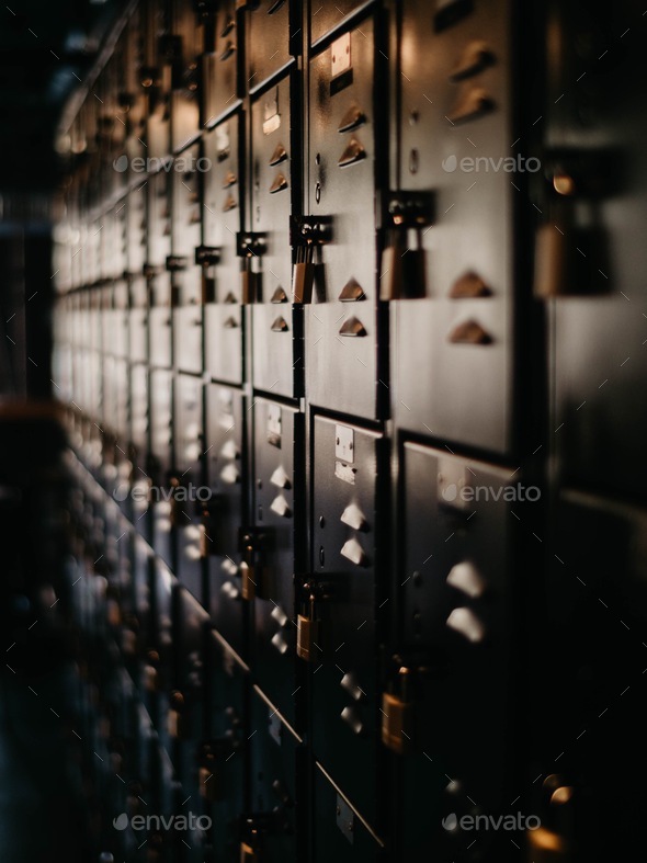 Closeup geometric abstract view lockers locker doors school storage decor vintage utility
