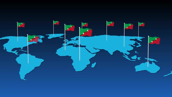Saint Kitts National Flag Fly On Earth Map Animation alt