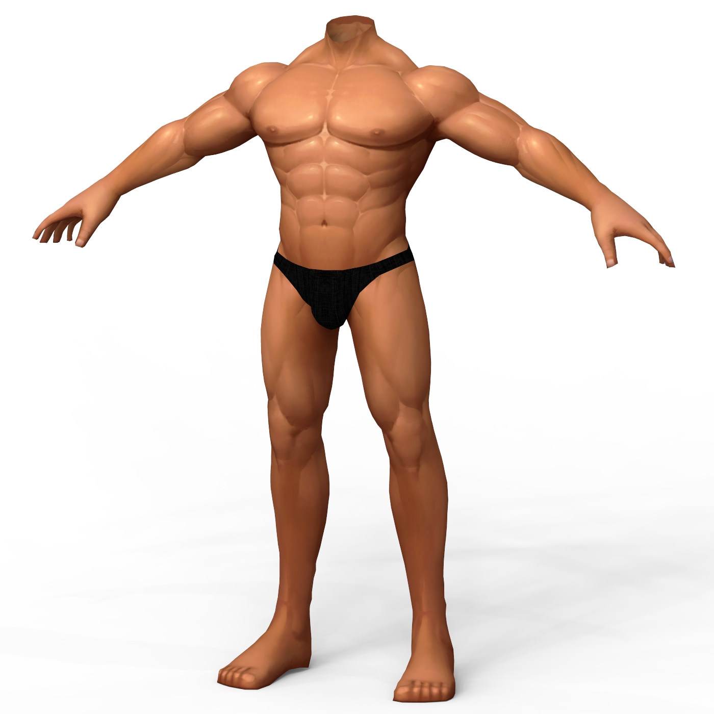 Low Poly Muscular Body Base Mesh by creativejungle007