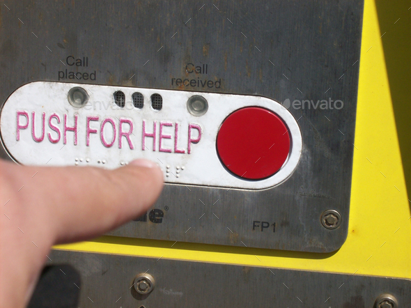 Push for Help or assistance red button at bridge in regular text & also in braille for blind people.