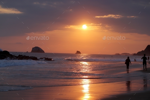 Zipolite sunset - Stock Photo - Images