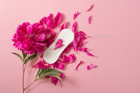 Hygienic white female pad. Menstruation, protection.  - Stock Photo - Images