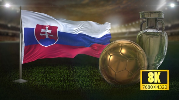 8K Slovakia Flag with Football And Cup Background Loop alt