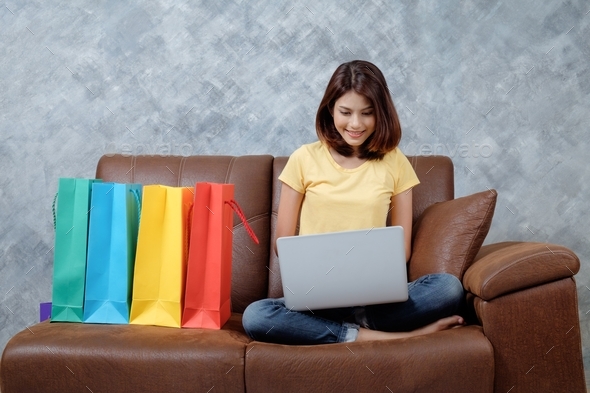 Online shopping. Customer shopping online pay by credit card.
