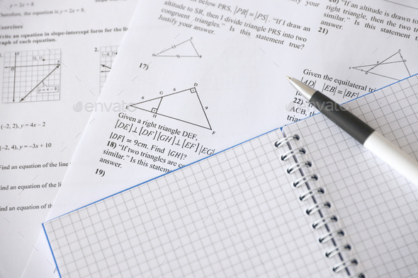 Handwriting of geometrical tasks on examination, practice, quiz or test in geometry class