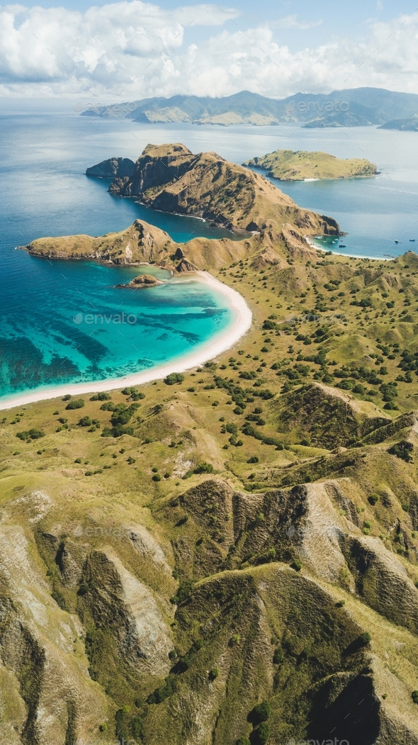 Aerial Vertical View Of Padar Island In Komodo National Park Indonesia Drone Shot Top View