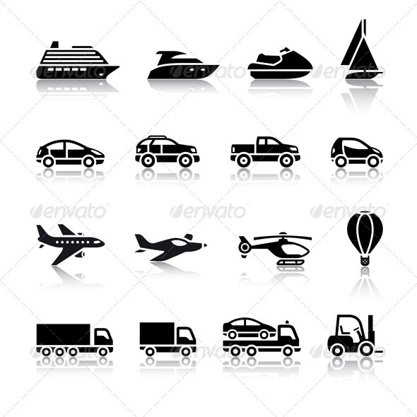Set of Transport Signs - Web Elements Vectors