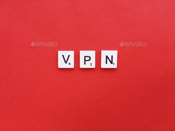 VPN scrabble letters word on a red background  - Stock Photo - Images