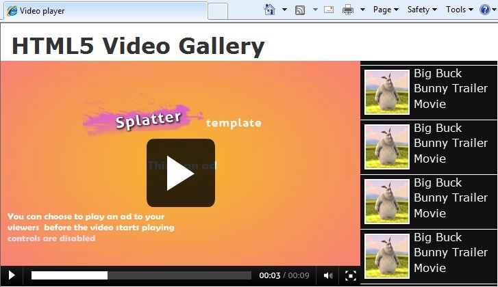 html5 video player template download