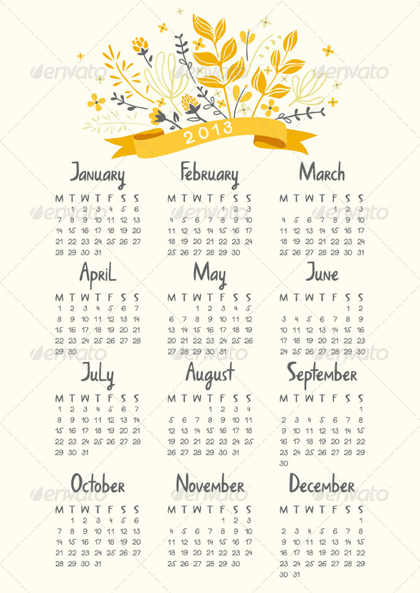 Calendar 2013 - Miscellaneous Vectors