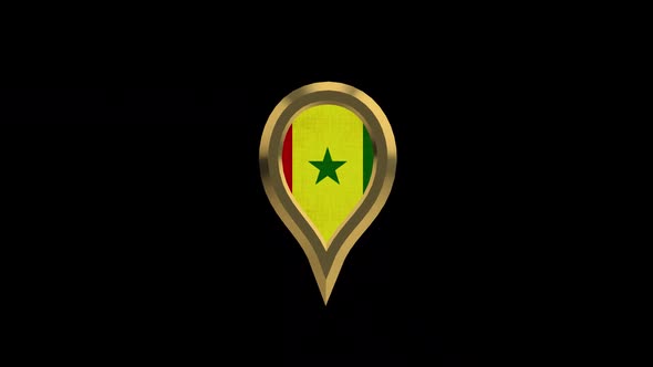 Senegal 3D Rotating Location Gold Pin Icon alt