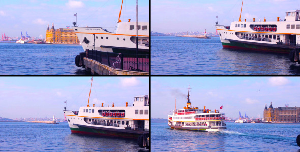 Ferry Departing From Pier in Istanbul