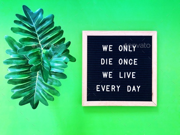We only die once. We live every day. Life quote. Life lesson. Life philosophy.