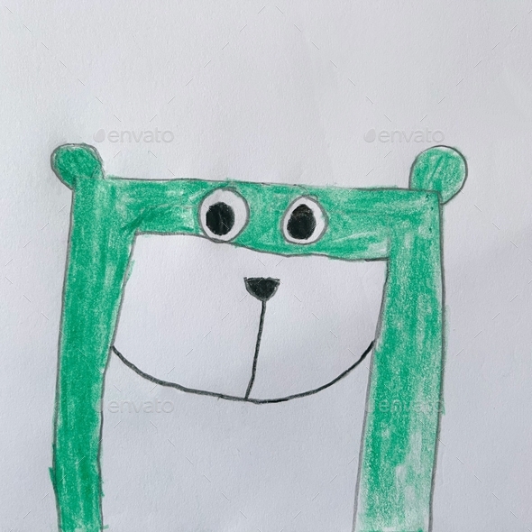 Cute green bear drawing
