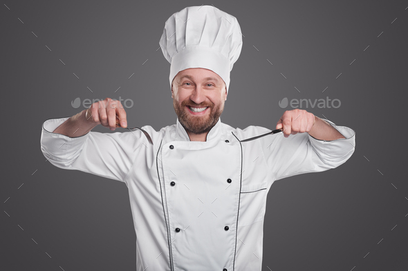 Cheerful Chef With Fork And Knife Stock Photo By Kegfire 