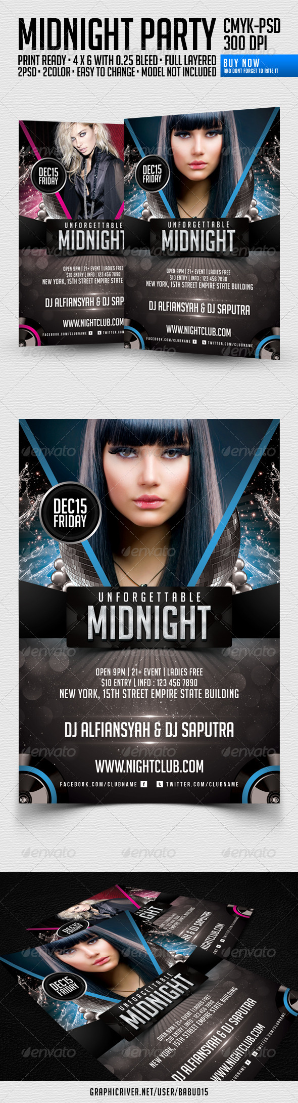 Unforgettable Midnight Flyer Template - Clubs & Parties Events