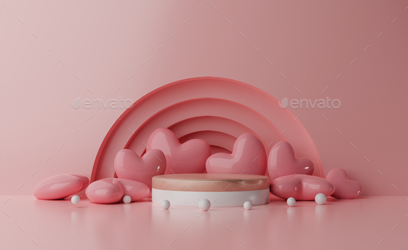 Valentines day podium for product presentation.3d rendering - Stock Photo - Images