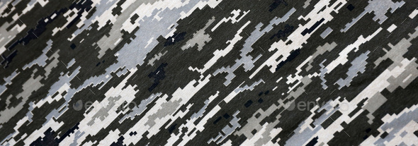 Fabric with texture of Ukrainian military pixeled camouflage - Stock Photo - Images