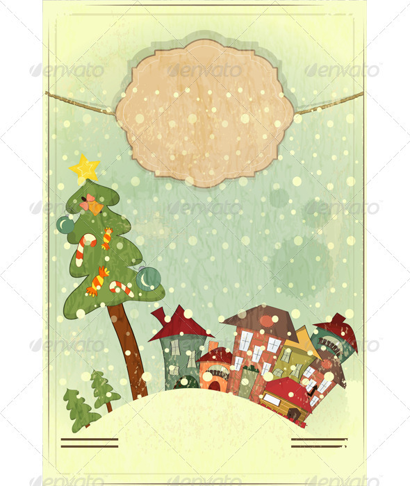 Christmas Tree and Small Houses - Christmas Seasons/Holidays