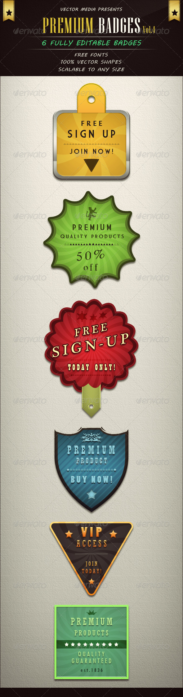 Premium Badges - Vol.4 - Badges & Stickers Web Elements