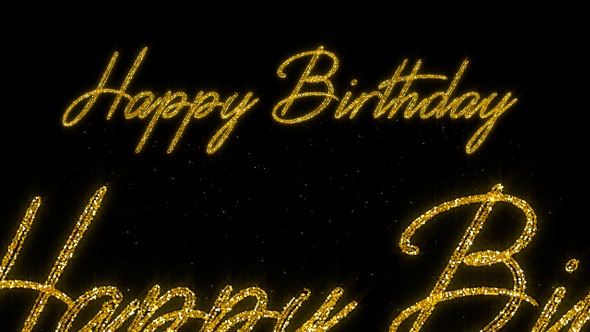 Happy Birthday - Golden Glitter Text - 4K