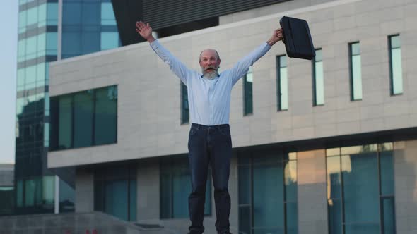Overjoyed Middle Aged Mature Businessman Feeling Excited By Win Receiving Good News Motivated with alt