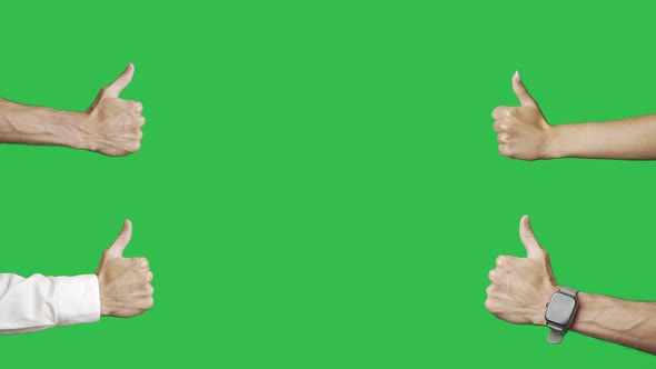 Closeup Hands of People are Showing a Class with a Thumbs Up on a Green Screen Background alt