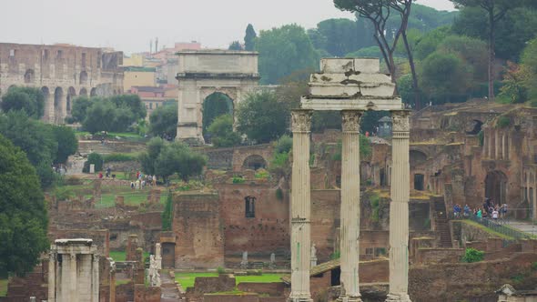 Roman ruins in the city of Rome alt