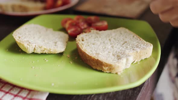 Making sandwiches on casual kitchen alt