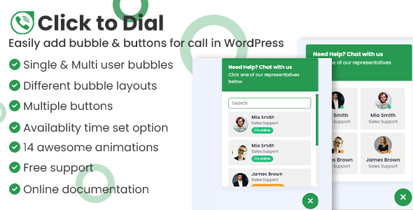 Click to dial  Direct call from website WordPress plugin