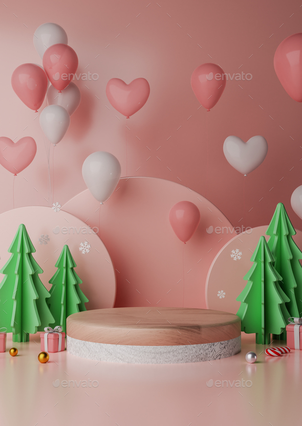 Christmas and New Year festive round podium Modern Creative holiday template. - Stock Photo - Images