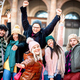 Multicultural guys and girls students on group photo wearing warm trendy clothes - PhotoDune Item for Sale