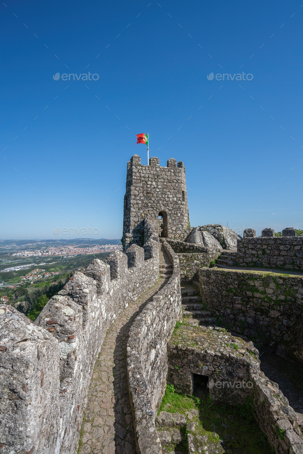 Castle Keep at Moorish Castle - Sintra, Portugal - Stock Photo - Images