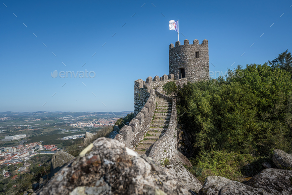 Castle Keep at Moorish Castle - Sintra, Portugal - Stock Photo - Images